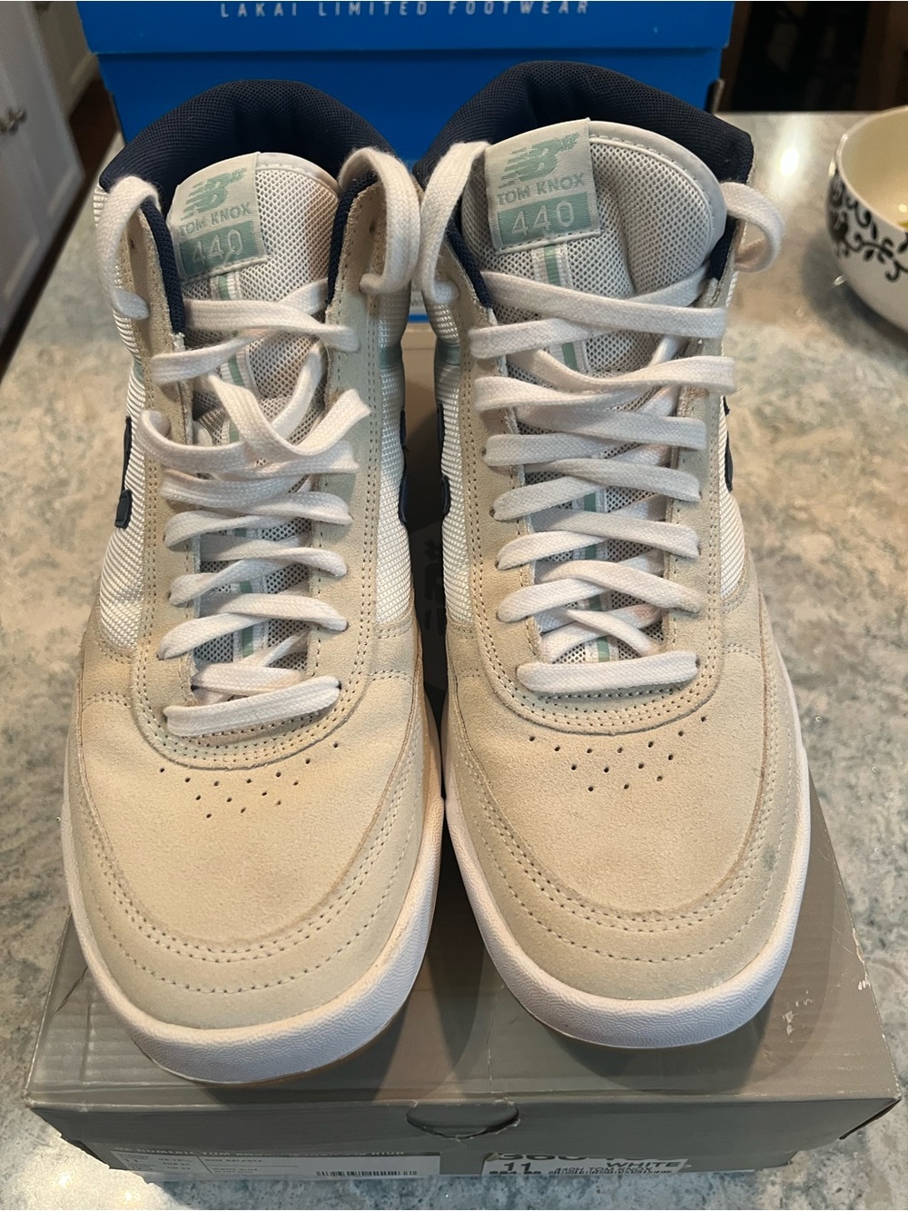 New Balance 440 High White with Tan Suede Accents - Picture 2 of 6